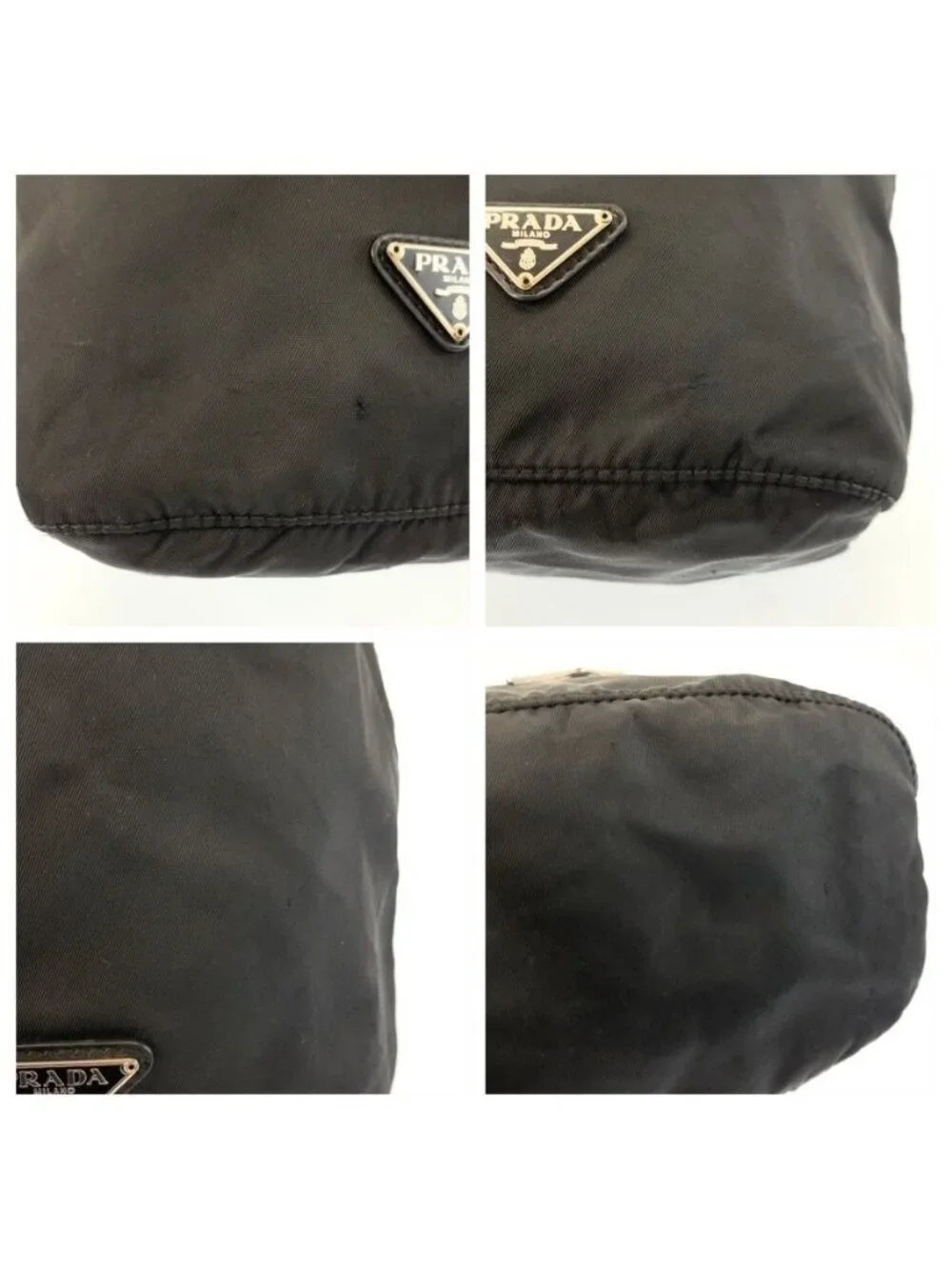 Prada Tessuto Black Silver Nylon Drawstring Pouch